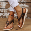 Plus Size Women Fashion Metal Braided Flip Sandals