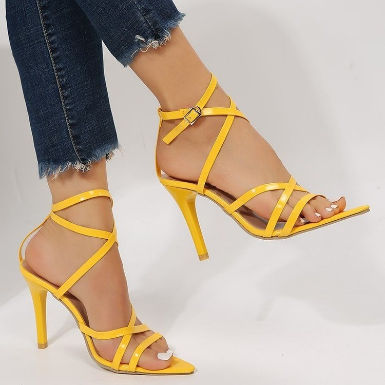 Women Fashion Pointed Toe Strap Stiletto Roman Sandals
