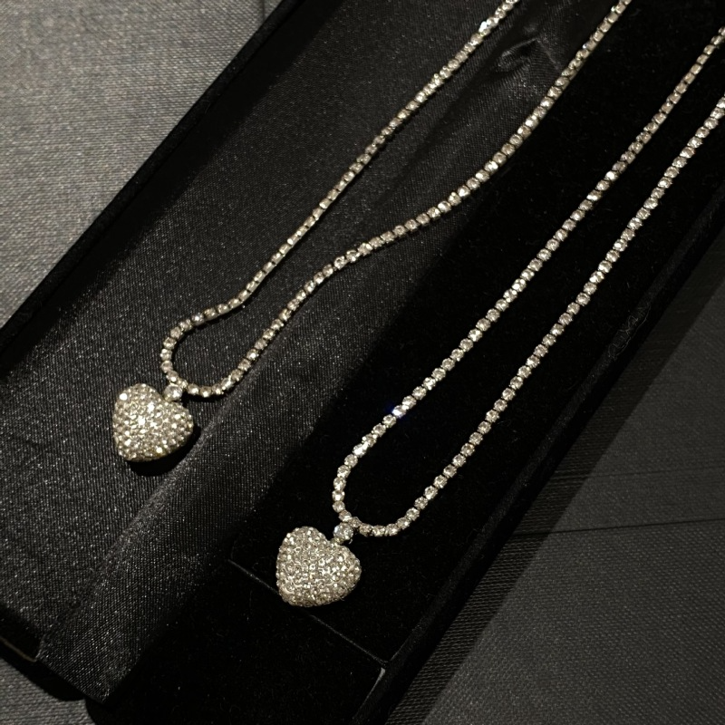 Women'S Fashion Full Diamond Heart Pendant Necklace