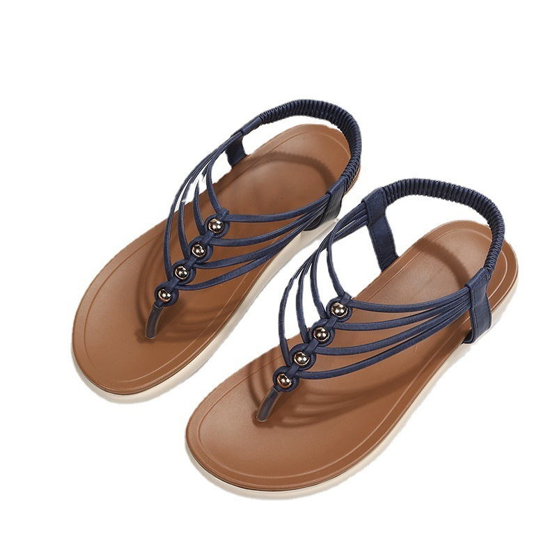 Plus Size Women Fashion Metal Braided Flip Sandals