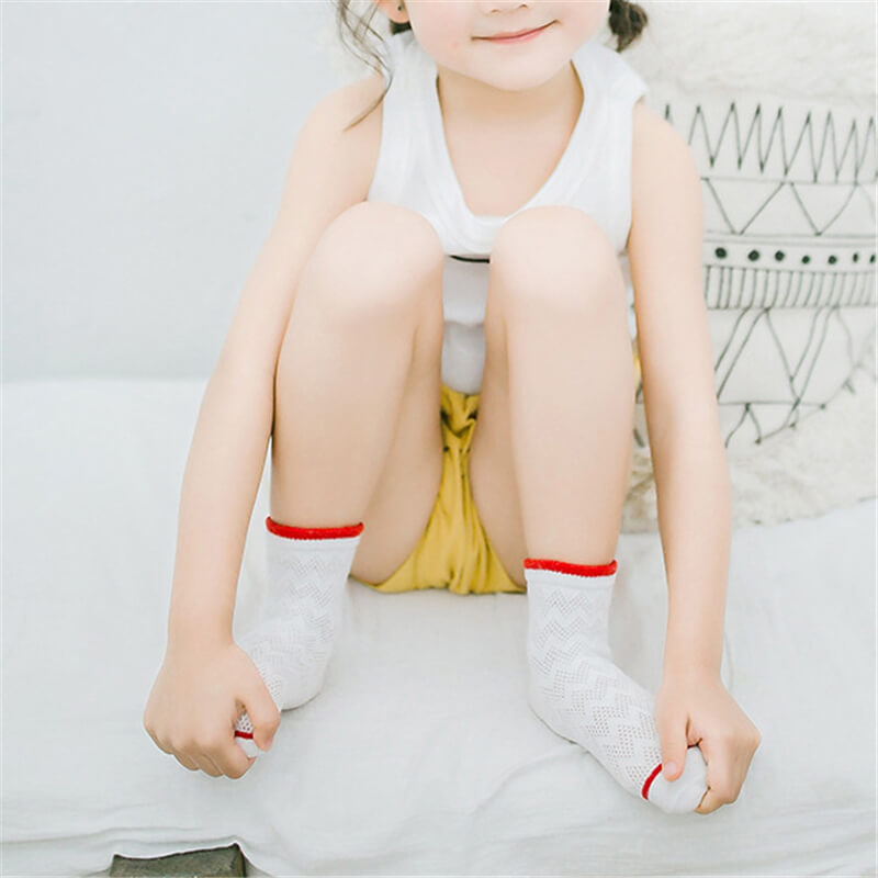 Kids Simple Double Stripe Breathable Mesh Ocks Set