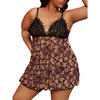 Women Sexy Plus Size Sexy Leopard Lace Patchwork Sleeveless Pajamas Dress