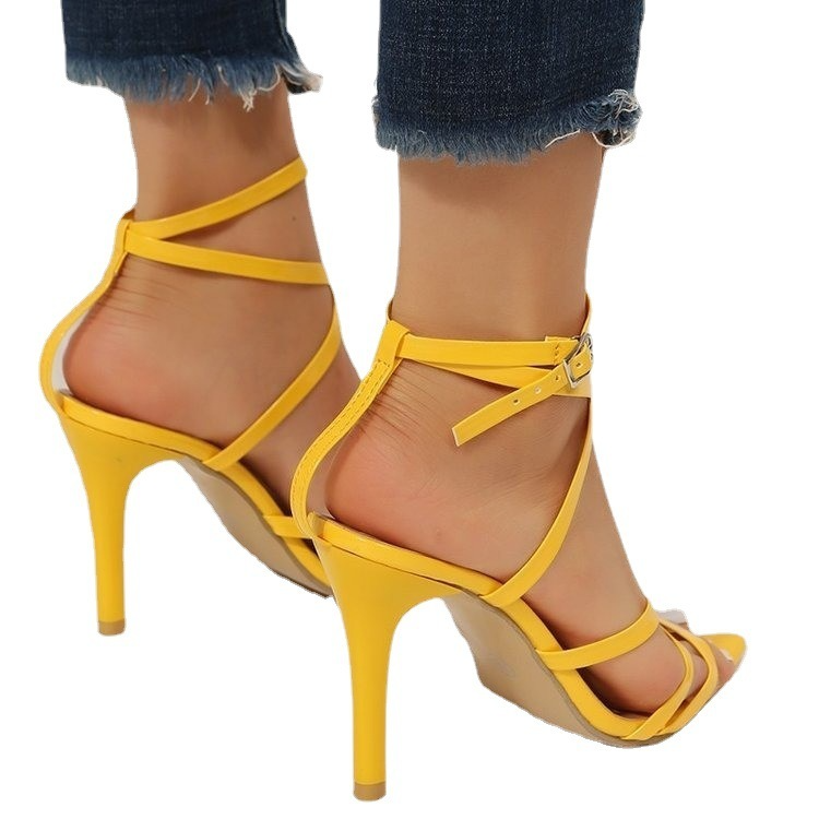 Women Fashion Pointed Toe Strap Stiletto Roman Sandals