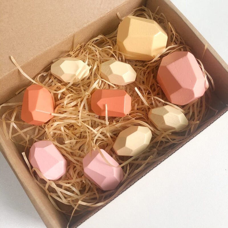 Children Wooden Colored Stone Jenga Building Block Educational Toy