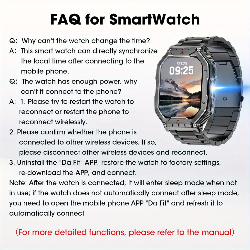 Smart Watch, Battery Life, Ultra-clear Large-screen Magnetic Charging, Hundreds Of Sports Modes, With Flashlight, Wireless Calls, Built-in Altitude Compass, For Men And Women -FS