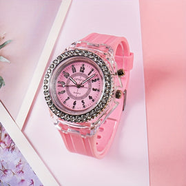Candy Color Luminous Student Quartz Watch, Teenager's Simple Luminous Quartz Watch FS
