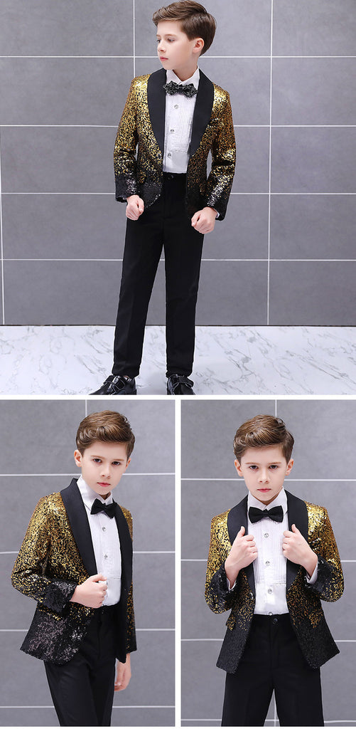 Toddler Boy 3-12years Coats & Jackets Gradient Sequin Kids Boys Tops Boy Stage Catwalk Piano Performance Boy Suit Top