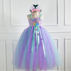 2-12Y Kids Girls Flower Mesh Tutu Princess Dresses With Headband