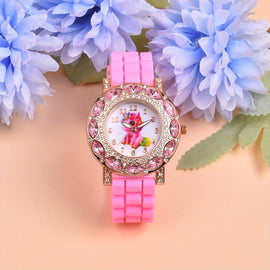 Fashion Watch Rhinestone Cartoon Unicorn Girls Silicone Strap Quartz Watch FS