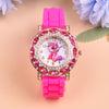 Fashion Watch Rhinestone Cartoon Unicorn Girls Silicone Strap Quartz Watch FS
