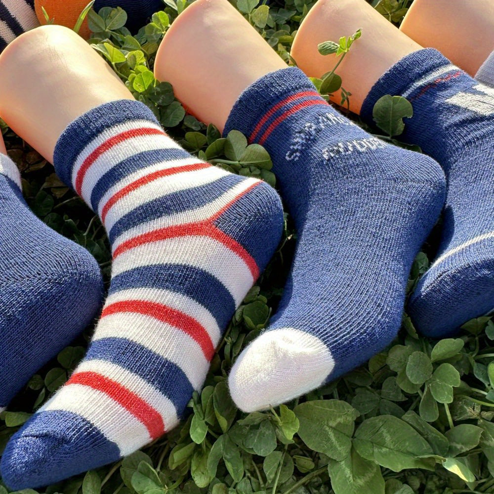 5 Pairs Of Kid's Fashion Cute Pattern Crew Socks, Comfy & Breathable Soft & Elastic Thin Socks For All Seasons Wearing, FS