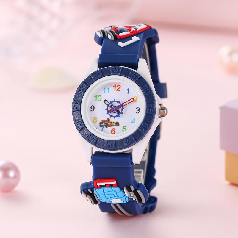 Kids' Cartoon Racing Car Watch - Cute Fashion with PVC Strap, Plastic Case, Electronic Drive, Analog Display for Ages 15+