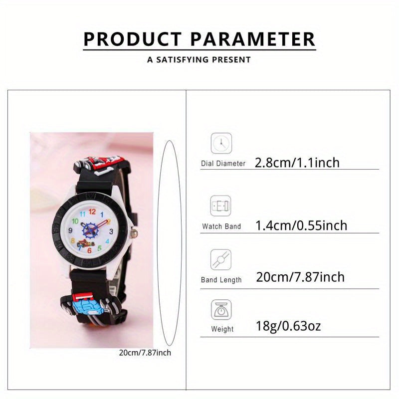Kids' Cartoon Racing Car Watch - Cute Fashion with PVC Strap, Plastic Case, Electronic Drive, Analog Display for Ages 15+