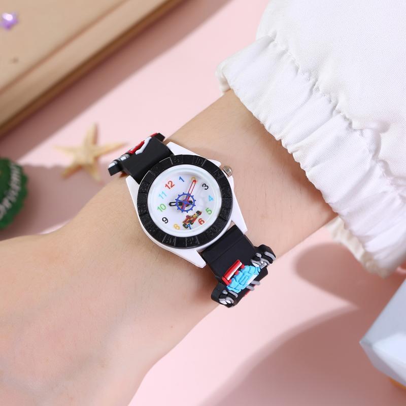 Kids' Cartoon Racing Car Watch - Cute Fashion with PVC Strap, Plastic Case, Electronic Drive, Analog Display for Ages 15+