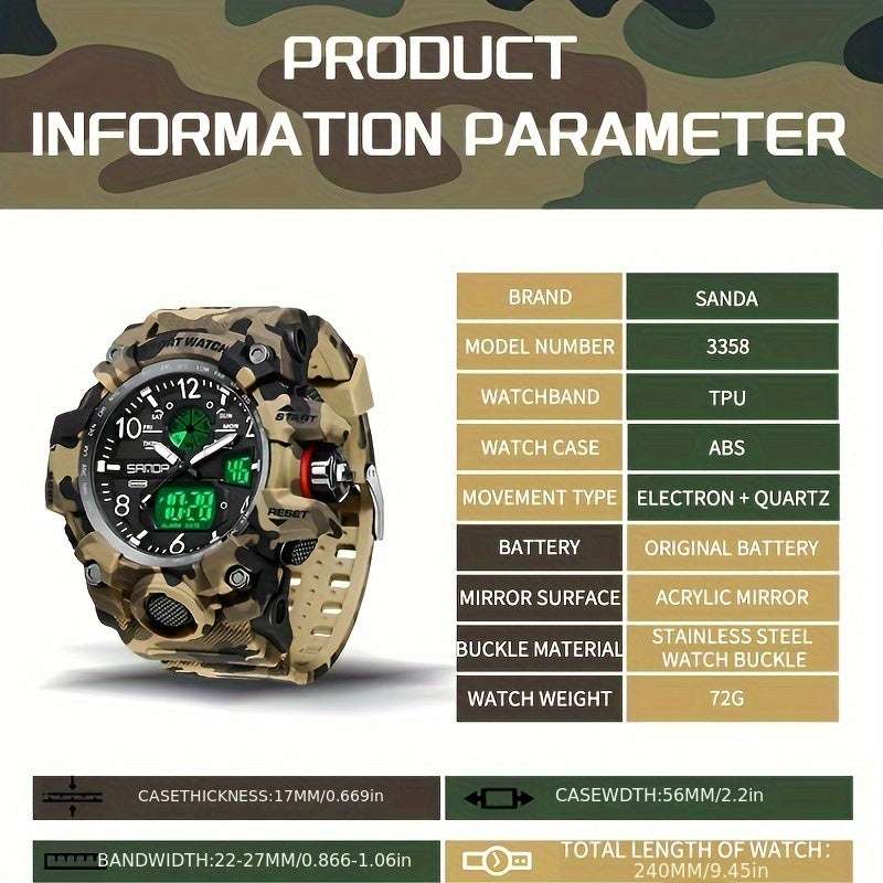 Men's Watch Camouflage Outdoor Multifunctional Night Light Watch, FS