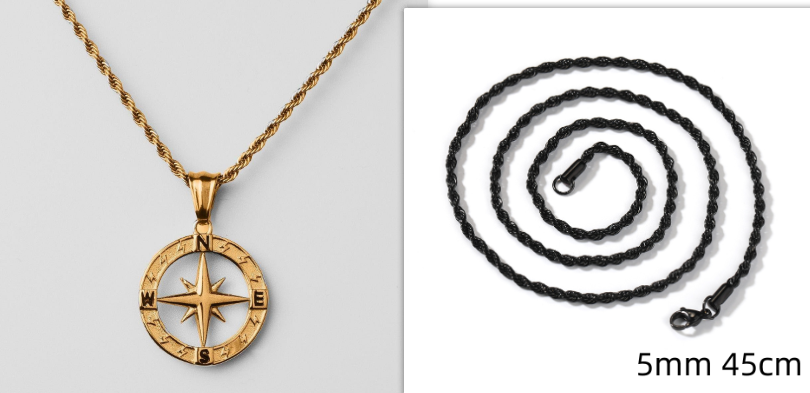 Stainless Steel Compass Circular Necklace