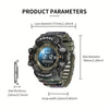 Sports Digital Wristwatch For Outdoor Mountaineering, LED Night Light Multifunctional Alarm Calendar Watch With Large Dial Camo Strap FS