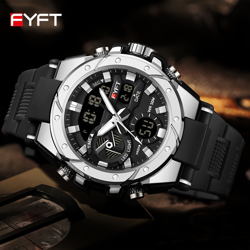 Men's Watch FYFT Classic Metal Trendy Multifunctional Outdoor Boys Watch, Ideal choice for Gifts FS