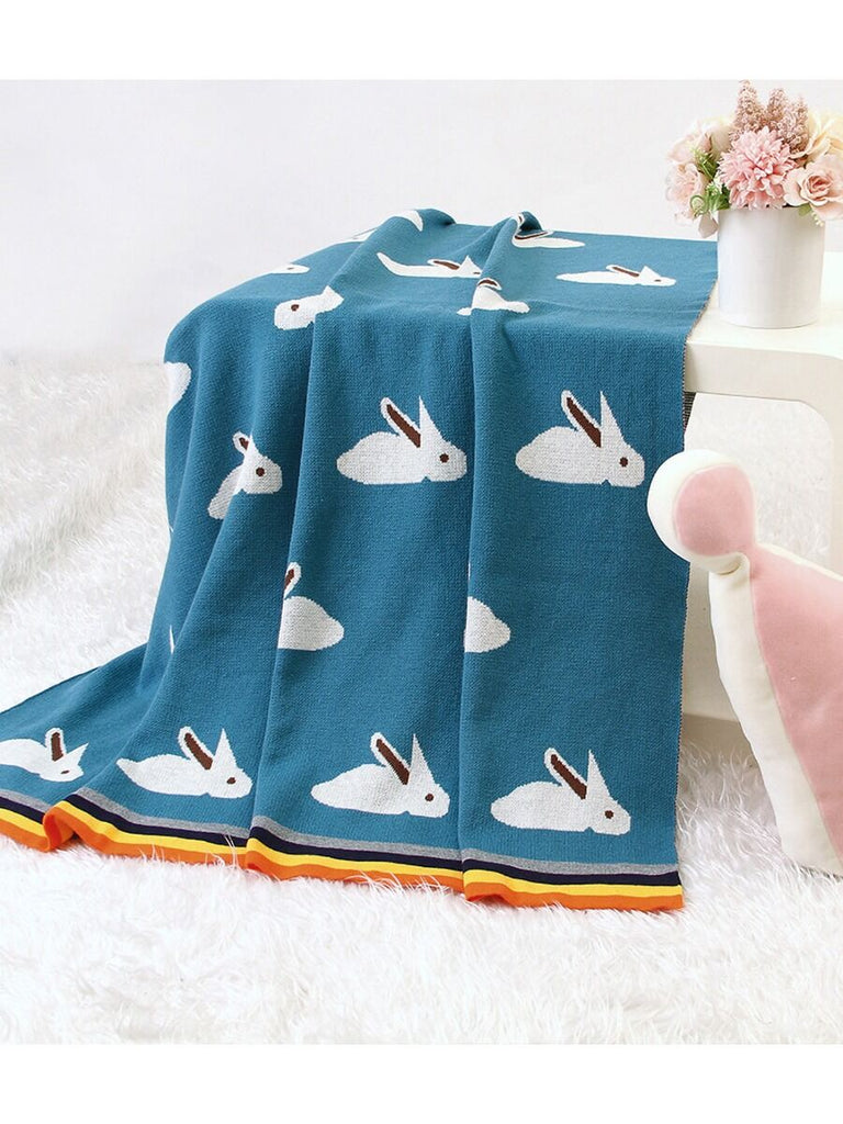 High Quality Rainbow Rabbit Knit Baby Blanket