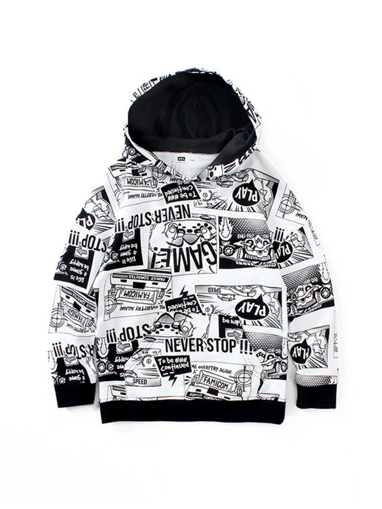 Kid Boy Never Stop Print Hoodie