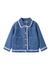 Kid Girl Turn Down Collar Lace Decor Denim Jacket High Quality