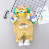 Baby Rainbow Color Long Sleeves Hoodie And Overall 2 Pcs