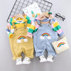 Baby Rainbow Color Long Sleeves Hoodie And Overall 2 Pcs