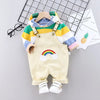 Baby Rainbow Color Long Sleeves Hoodie And Overall 2 Pcs