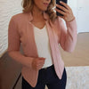 S-5XL Women Solid Color Stand Collar Long-Sleeve Blazer