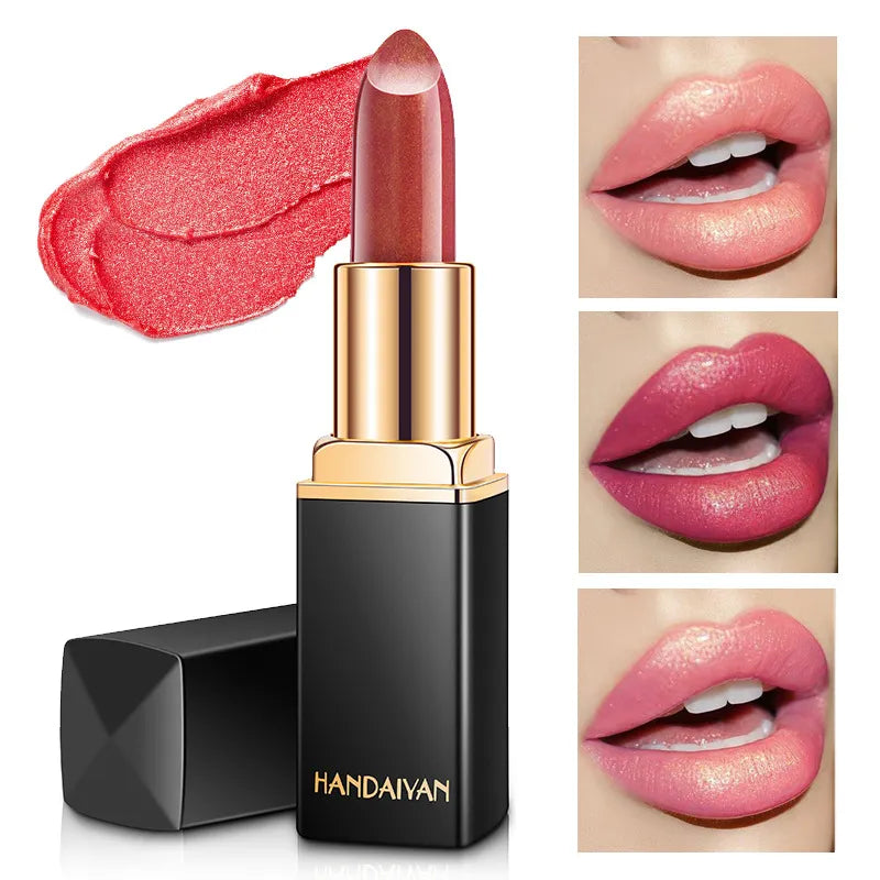 3Pcs Handaiyan Mermaid Shiny Pearlescent Color Discoloration Lipstick