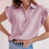 Women Fashion Solid Color Sleeveless Ruffled Blouse