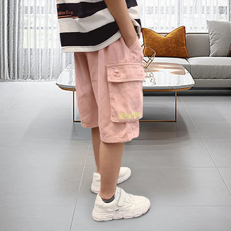 Boys Fashion Solid Color Hole Design Casual Shorts