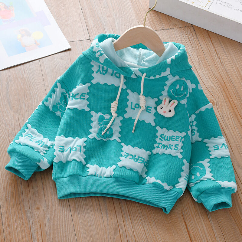 18M-7Y Toddler Girl Long-Sleeved Cartoon Rabbit Letter Print Hooded Tops