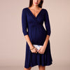 Maternity Long Sleeve Solid Color Ruffle Deep V-Neck Nursing Dress Maternity Clothes