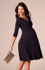 Maternity Long Sleeve Solid Color Ruffle Deep V-Neck Nursing Dress Maternity Clothes