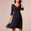 Maternity Long Sleeve Solid Color Ruffle Deep V-Neck Nursing Dress Maternity Clothes