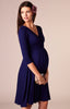 Maternity Long Sleeve Solid Color Ruffle Deep V-Neck Nursing Dress Maternity Clothes