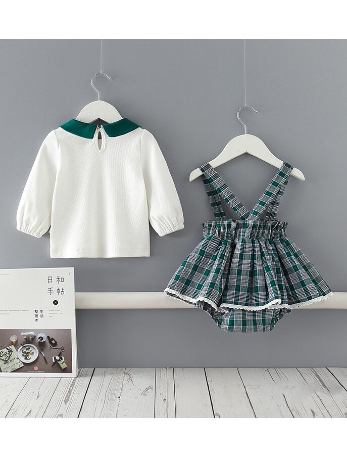 2 Pieces Baby Girl Set Top And Suspender Skirt High Quality