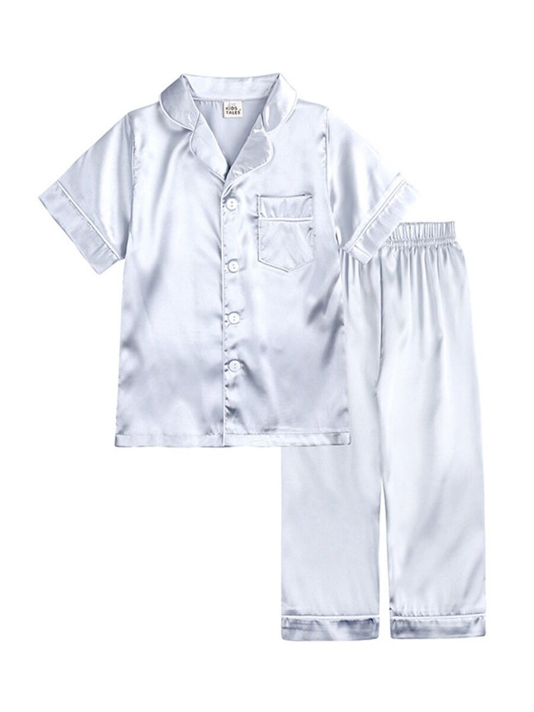 Kid Pajama's Silk Two Pieces Set Top And Pants Kids Pajamas