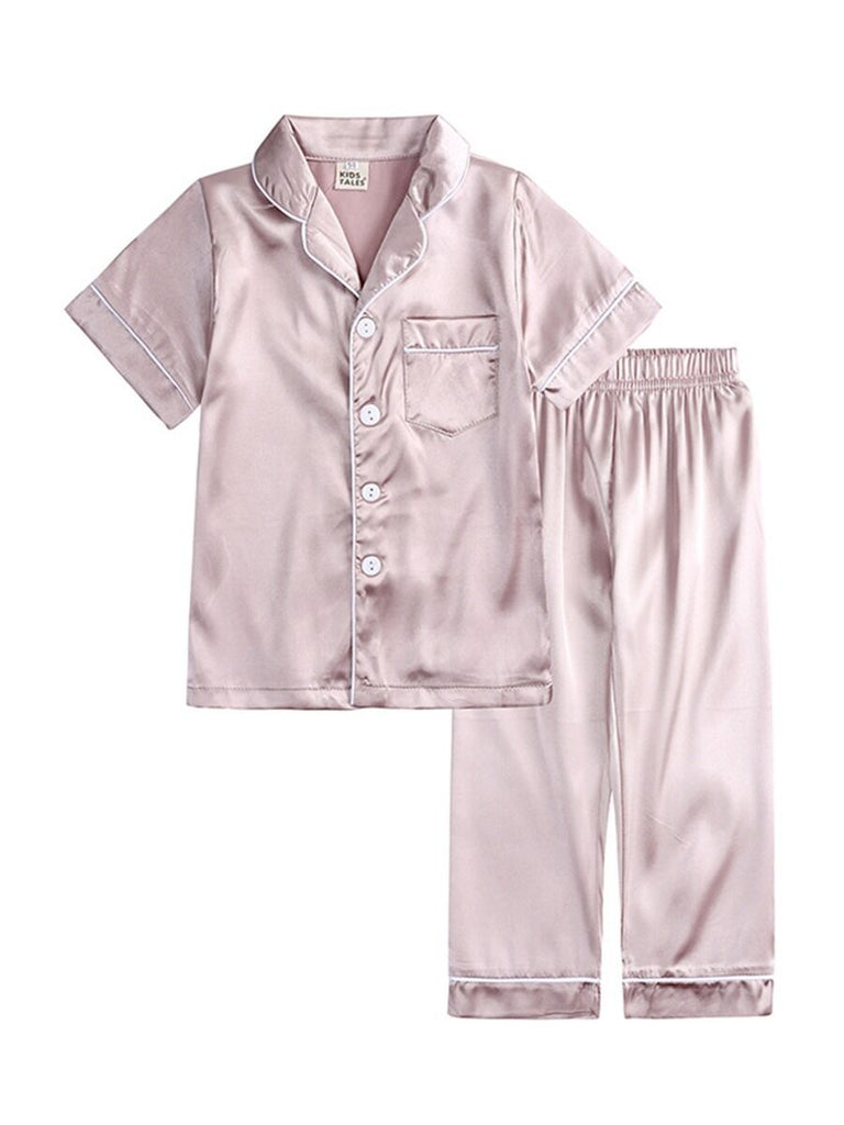 Kid Pajama's Silk Two Pieces Set Top And Pants Kids Pajamas