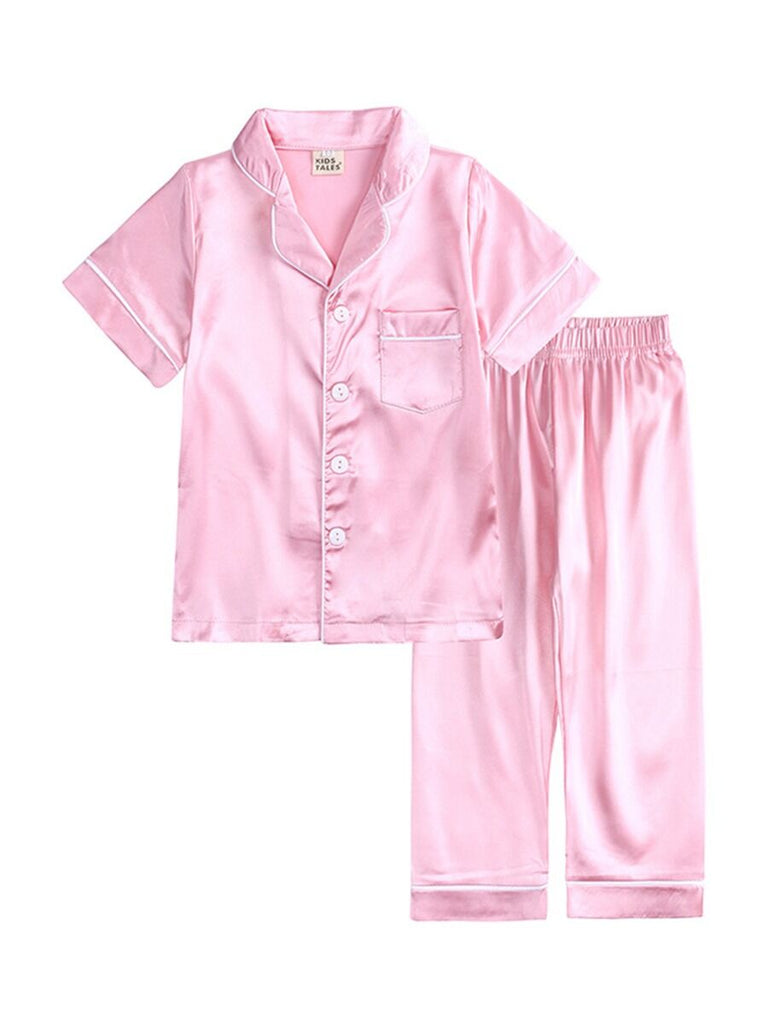 Kid Pajama's Silk Two Pieces Set Top And Pants Kids Pajamas