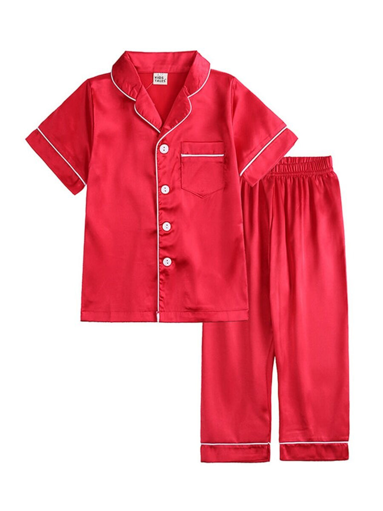 Kid Pajama's Silk Two Pieces Set Top And Pants Kids Pajamas