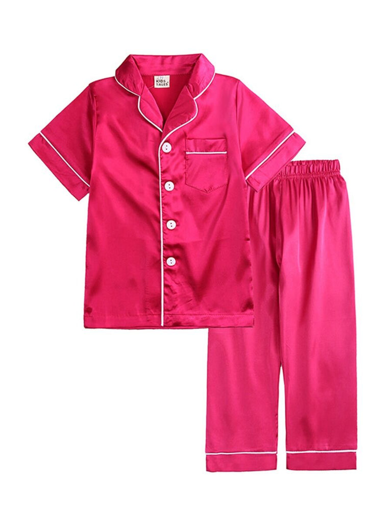 Kid Pajama's Silk Two Pieces Set Top And Pants Kids Pajamas