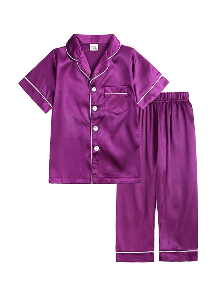 Kid Pajama's Silk Two Pieces Set Top And Pants Kids Pajamas