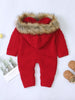 Cable-knit Baby Hooded Jumpsuit