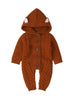 Baby Ear Cable-knit Eyelets  Hooded Jumpsuit