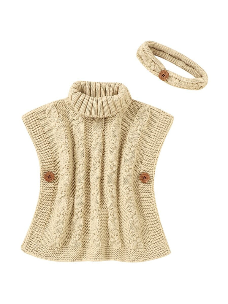 Sleeveless High Neck Knitted Top And Headband