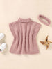 Sleeveless High Neck Knitted Top And Headband