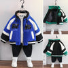 Boy 18M-10Y Letter Print Fleece Color block Zipper Warm Coat Jacket