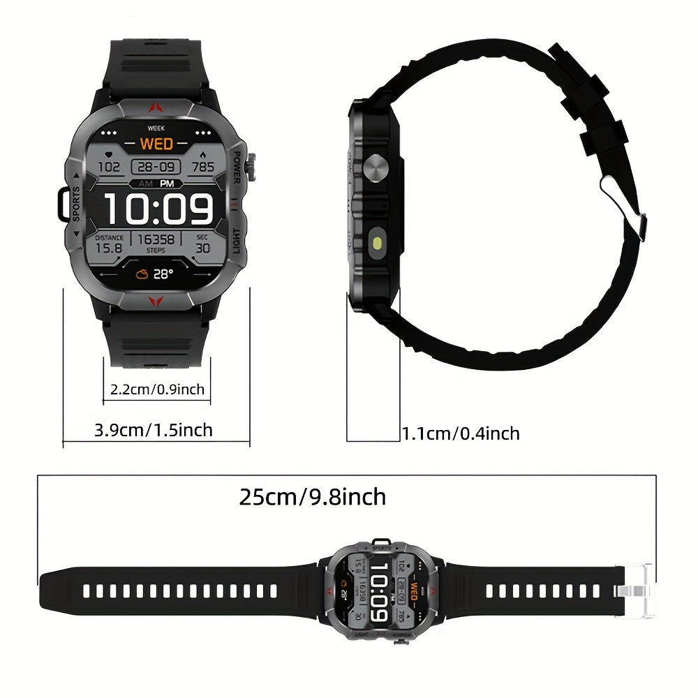 Smartwatch 2024 with 5.11cm Full Touch HD Screen, LIFEBEE USB Rechargeable Flashlight, Call Function, 100+ Exercise Modes, Pedometer & Calorie Tracker, Wireless, Long-Lasting Polymer Battery, FS